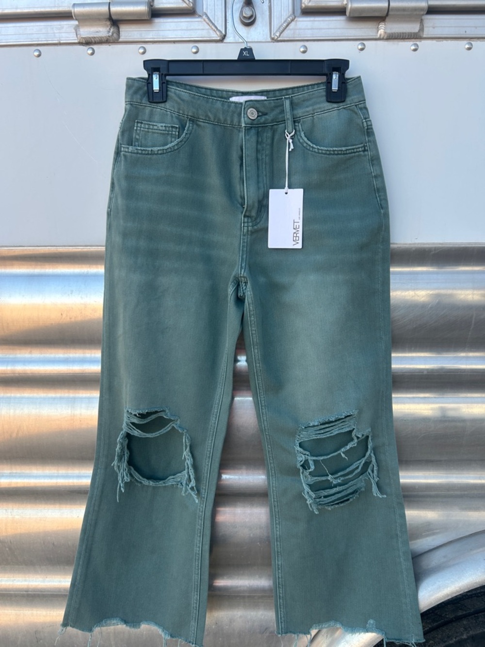 Vervet Distressed Olive Green Jeans - Picture 2 of 11
